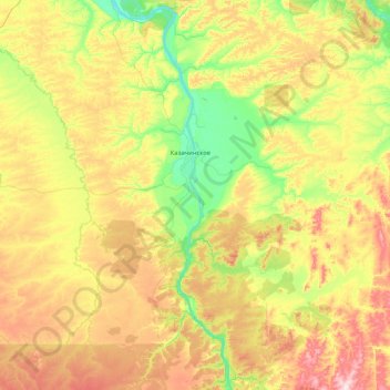 Mapa topográfico Kazachinsky Rayon, altitud, relieve