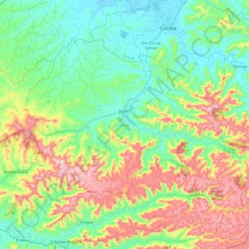 Mapa topográfico Junín, altitud, relieve