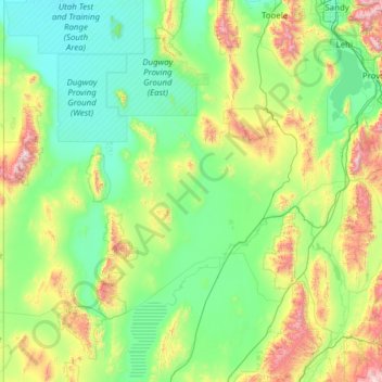Mapa topográfico Juab County, altitud, relieve