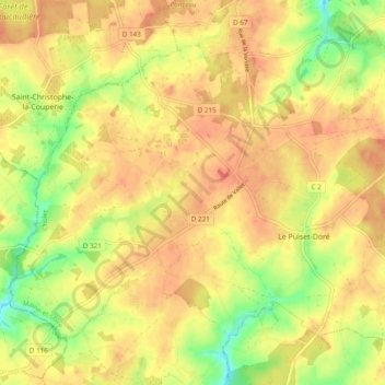 Mapa topográfico Le Puiset-Doré, altitud, relieve