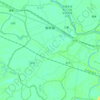 Mapa topográfico 陶辛镇, altitud, relieve