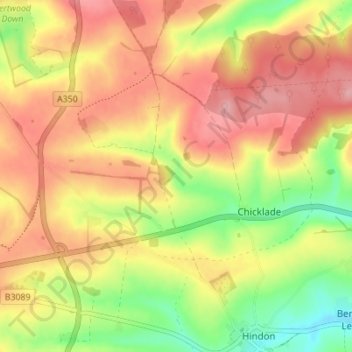 Mapa topográfico Chicklade, altitud, relieve