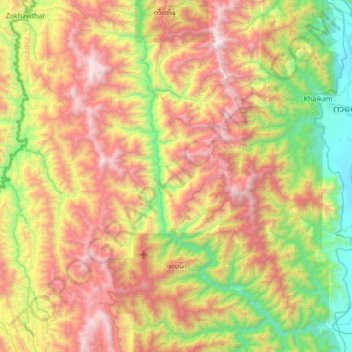 Mapa topográfico Falam Township, altitud, relieve