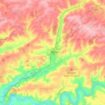 Mapa topográfico Ancre, altitud, relieve