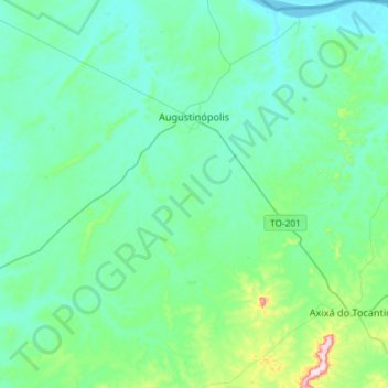 Mapa topográfico Augustinópolis, altitud, relieve