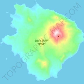 Mapa topográfico Little Sitkin Island, altitud, relieve