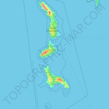 Mapa topográfico Islas Cíes, altitud, relieve