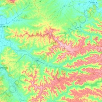 Mapa topográfico Río Chico, altitud, relieve