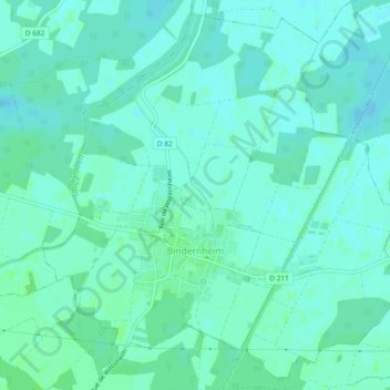 Mapa topográfico Bindernheim, altitud, relieve