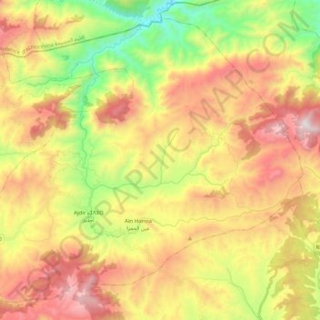 Mapa topográfico Ajdir, altitud, relieve