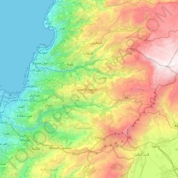 Mapa topográfico District du Metn, altitud, relieve