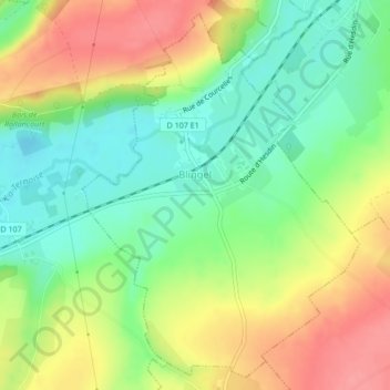 Mapa topográfico Blingel, altitud, relieve