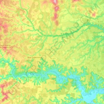 Mapa topográfico Boa Esperança, altitud, relieve