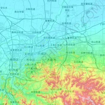 Mapa topográfico Gaoxin, altitud, relieve