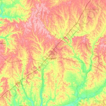 Mapa topográfico Conecuh County, altitud, relieve
