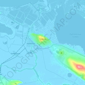 Mapa topográfico Темрюк, altitud, relieve