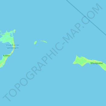Mapa topográfico Mayaguana, altitud, relieve
