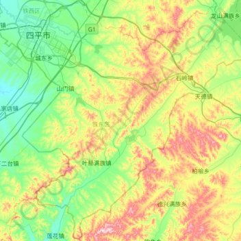 Mapa topográfico 铁东区, altitud, relieve