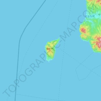 Mapa topográfico Okushiri, altitud, relieve
