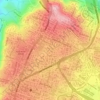 Mapa topográfico Sumurboto, altitud, relieve