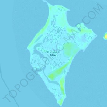 Mapa topográfico Conception Island, altitud, relieve