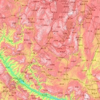Mapa topográfico Yuxi, altitud, relieve