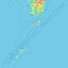 Mapa topográfico Prefectura de Kagoshima, altitud, relieve