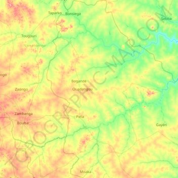 Mapa topográfico Gnagna, altitud, relieve
