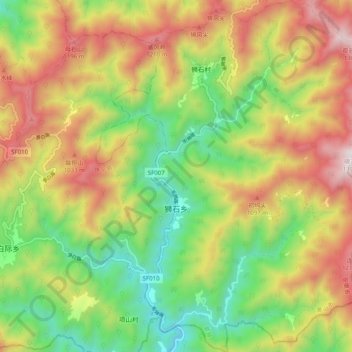 Mapa topográfico 狮石乡, altitud, relieve