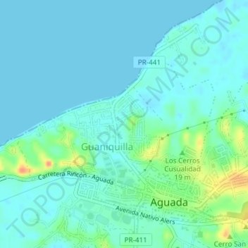 Mapa topográfico Guaniquilla, altitud, relieve