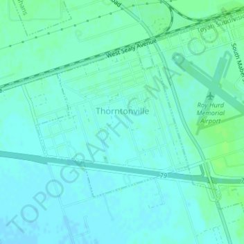 Mapa topográfico Thorntonville, altitud, relieve