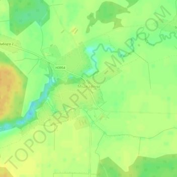 Mapa topográfico Мишковичи, altitud, relieve