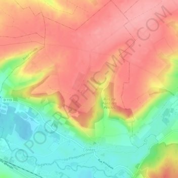 Mapa topográfico Contes, altitud, relieve