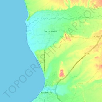 Mapa topográfico Jequetepeque, altitud, relieve