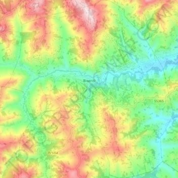 Mapa topográfico Bisenti, altitud, relieve