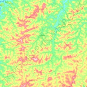 Mapa topográfico Abreus, altitud, relieve
