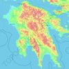 Mapa topográfico Peloponnes, altitud, relieve