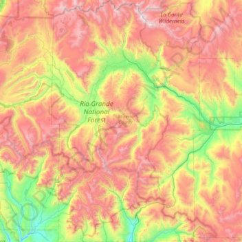 Mapa topográfico Mineral County, altitud, relieve
