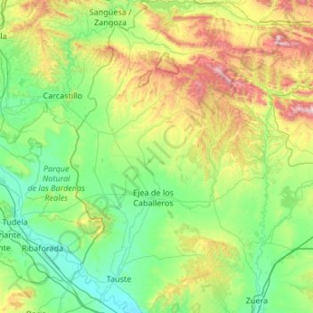 Mapa topográfico Cinco Villas, altitud, relieve
