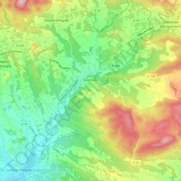 Mapa topográfico Grambois, altitud, relieve