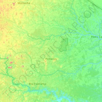 Mapa topográfico Pinheiros, altitud, relieve