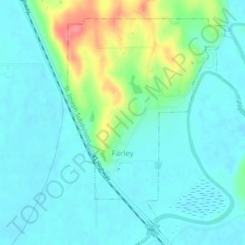 Mapa topográfico Farley, altitud, relieve