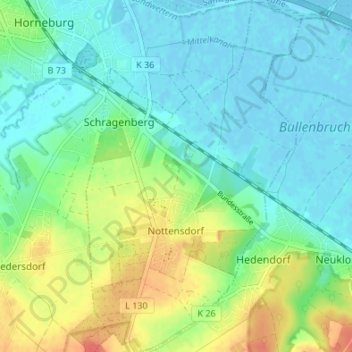 Mapa topográfico Nottensdorf, altitud, relieve