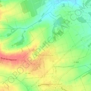 Mapa topográfico Wintershouse, altitud, relieve