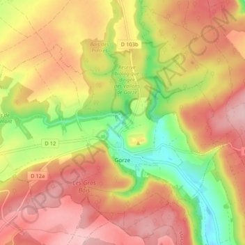 Mapa topográfico Gorze, altitud, relieve