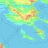 Mapa topográfico Chalcidice, altitud, relieve