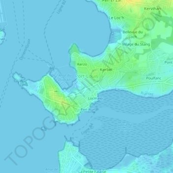 Mapa topográfico Port-Louis, altitud, relieve