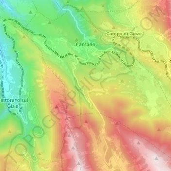Mapa topográfico Cansano, altitud, relieve