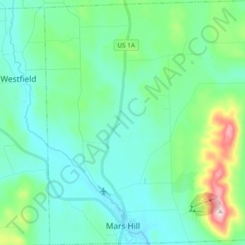 Mapa topográfico Mars Hill, altitud, relieve