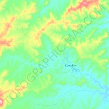 Mapa topográfico Kooralbyn, altitud, relieve